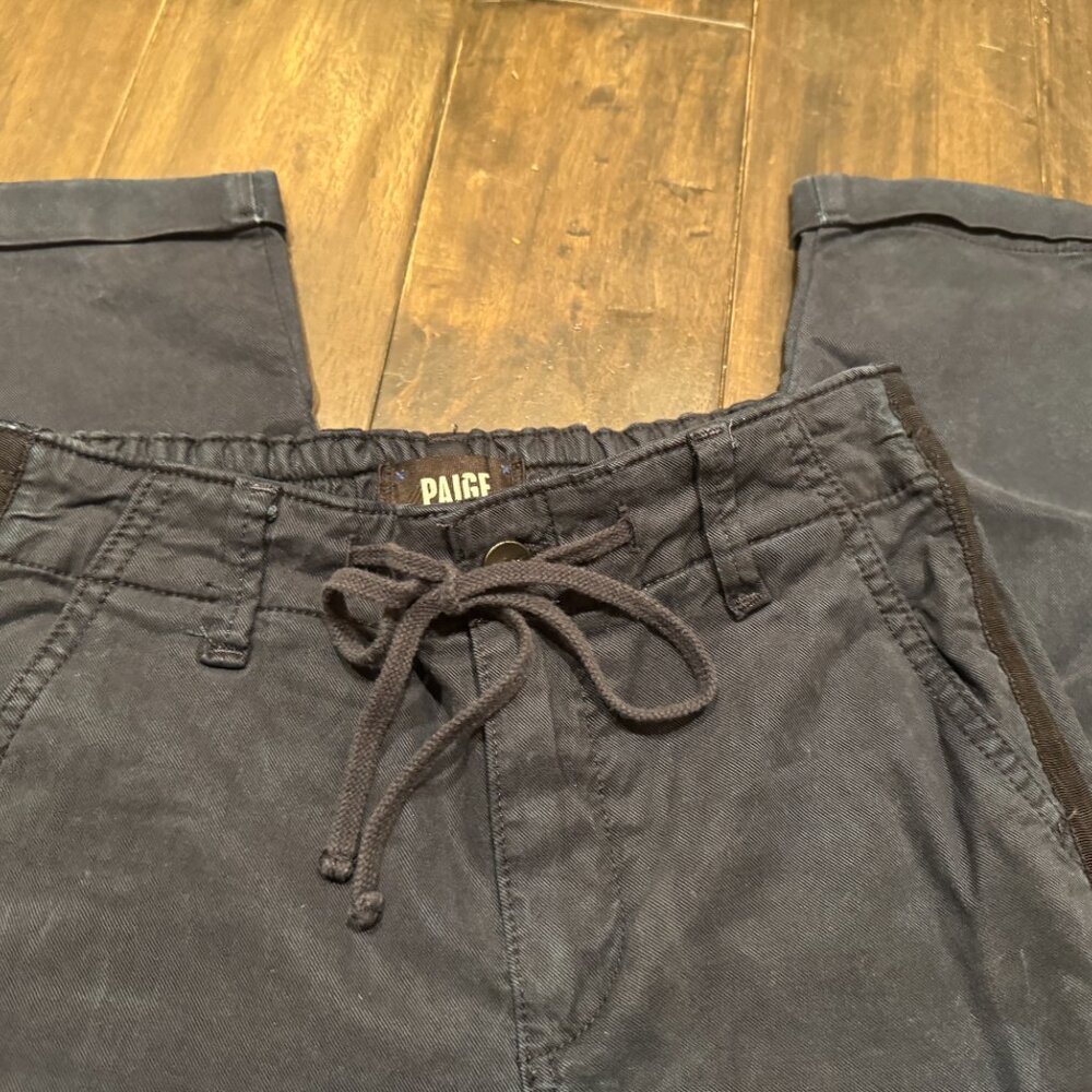 PAIGE Christy Navy Drawstring Waist Pants Women's Size 25 - Picture 11 of 13